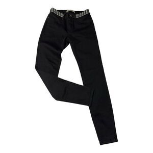 Zara Basic Z1975 MidRise Skinny Stretch Striped Waist Zip Black Jeans Size 2 EUC